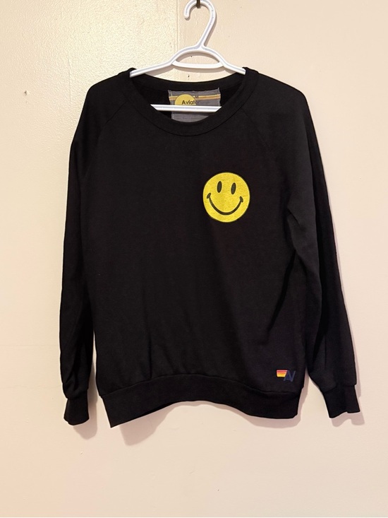 Aviator Nation Sweaters - Aviator Nation Black Crewneck with Yellow Sun Logo